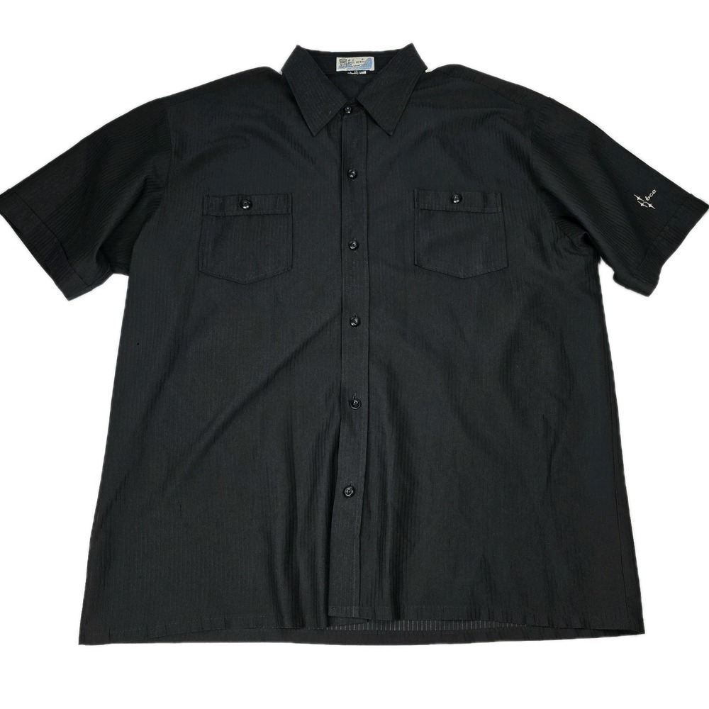 BC Ethic Shirt Mens Large L Black Mesh Panel Retro Rockabilly Y2K Vintage Lounge
